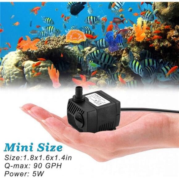 90 GPH Mini Submersible Pump, Small Fountain Pump (5W 350L/H) for water feature - Picture 6 of 7